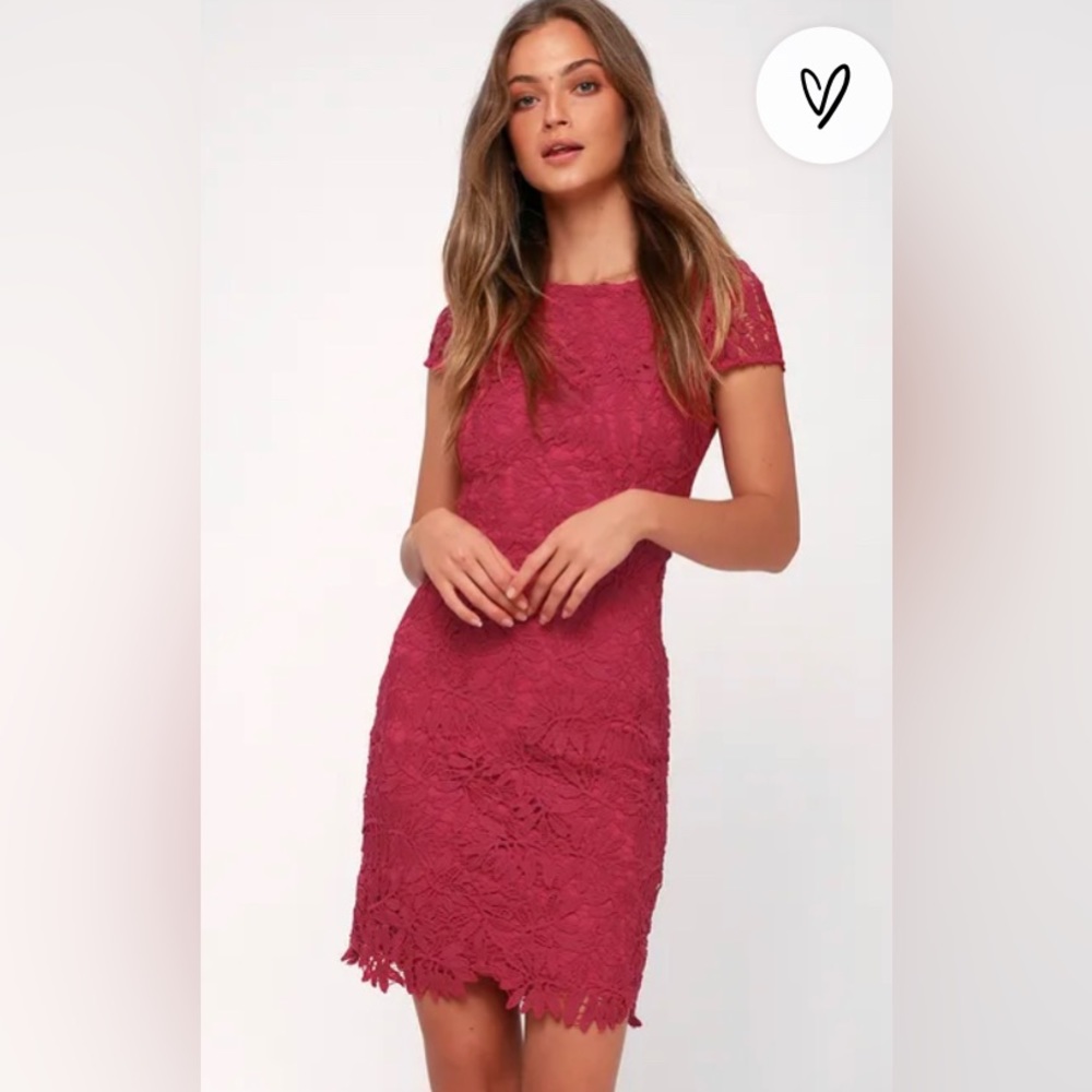 Magenta Lace Bodycon Dress